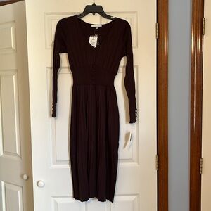 NEW!- Sandra Darren Brown Midi Sweater Dress